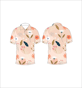 Polo pour homme à imprimé floral pastel, décontracté, à manches courtes, motif botanique pêche, pour l'été, pour le golf - Product Image 6