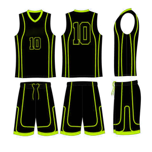 Conjunto de uniforme de baloncesto para niños, negro y verde neón, uniformes de baloncesto para escuelas, ropa deportiva para partidos de equipos masculinos o femeninos. - Product Image 1