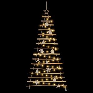 Sapin de Noël en bois de frêne massif de 47,2 pouces avec 50 LED, lumières de Noël naturelles - Product Image 6