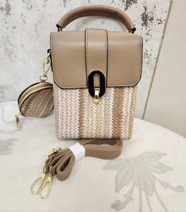 Bolso Mini de Paja de Ratán, Bolso Bandolera para Mujer, Bolso Tipo Satchel Beige, Bolso de Hombro para Viajes y Uso Diario - Product Image 3