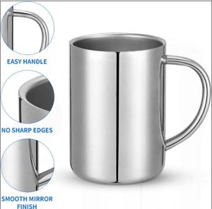 Mug isotherme à double paroi en acier inoxydable avec poignée en métal, adapté aux boissons chaudes et froides - Product Image 4