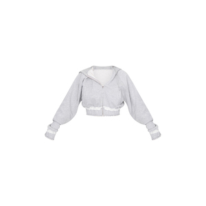 Ensemble de survêtement personnalisé en coton deux pièces : crop top à capuche et pantalon de survêtement large vintage délavé à l'acide, style streetwear - Product Image 2