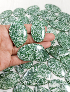 Radha Arts Natural Green Dot <b>Jade</b> Loose Gemstone High Quality Polished Cabochon Wholesale Genuine Stone Jewelry - Product Image 2