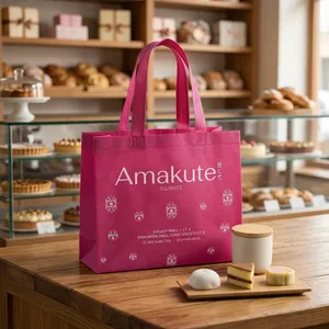 Bolsa de Compras Reutilizable de Tela No Tejida con Asas Reforzadas, Logotipo Personalizado Impreso con Serigrafía y Sellado Térmico para Uso en Tiendas de Comestibles y Cafeterías - Product Image 4