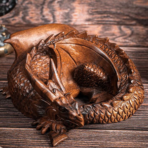 Estatua de Dragón Hecha a Mano en Madera Natural, Escultura Decorativa de Dragón, Artesanía en Madera, Proveedor Mayorista de Adornos de Dragón de Madera - Product Image 5