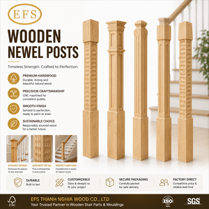 Postes de Escalera Modernos de Madera Maciza EFS, Columnas de Escalera Duraderas, Fácil Instalación, Seguras, 1 Año de Garantía - Product Image 1
