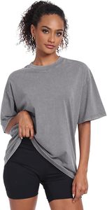 Camiseta Oversize Gris de Manga Corta para Hombre, Casual, 100% Algodón Jersey, Cuello Redondo, Color Sólido, Transpirable - Product Image 3