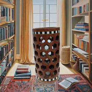 Abat-jour cylindrique en bois massif écologique fait main avec incrustation d'os/résine, finition bois naturel, lampe de table décorative, décoration intérieure - Product Image 4