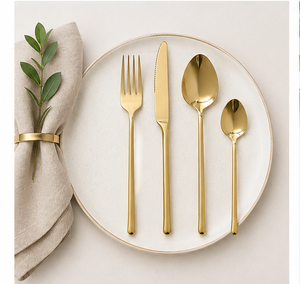 Juego de Cubiertos de Oro de la Mejor Calidad, Cubiertos de Acero Inoxidable Chapados en Oro para Bodas y Hoteles, Vajilla de Alta Calidad al por Mayor - Product Image 6