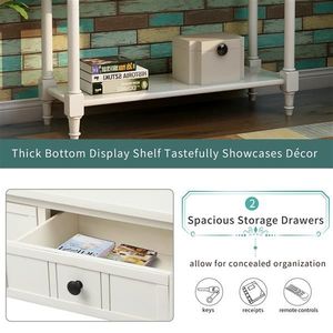 Traditional Design Console Table with Two Drawers and Bottom Shelf in Ivory White - Product Image 5