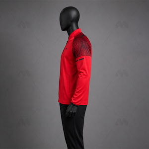 Veste de sport rouge pour homme, manches longues, col montant, fermeture éclair sur le devant, logo, respirante, en polyester, pour le printemps - Product Image 3