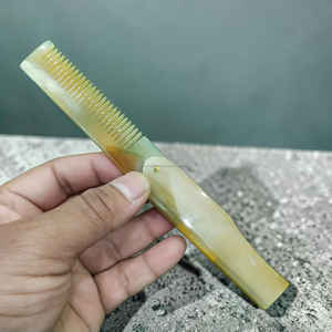 Peigne à barbe pliable portable en corne de bœuf naturelle, finition luxueuse, pour hommes, au meilleur prix - Product Image 2