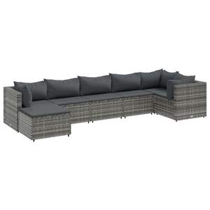 Ensemble de salon de patio en rotin gris de 7 pièces avec coussins Mobilier d'extérieur élégant - Product Image 2