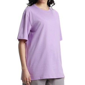 T-shirt ample à col rond pour femme, couleur unie, 100 % coton, manches courtes, collection printemps-été, style décontracté, vente en gros sur mesure - Product Image 6