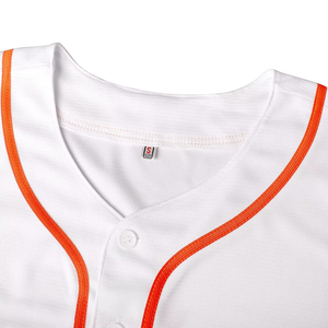 Camiseta de Béisbol Blanca con Ribete Naranja, Manga Corta, Cierre de Botones, Unisex, Ropa Deportiva para Adultos, Uniforme Transpirable de Poliéster - Product Image 5