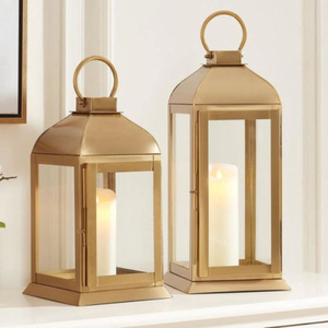 Lanterne à bougie en laiton de style mid-century avec finition dorée pour la décoration de la maison, Ramadan, Eid, lanternes vintage, fournitures en gros - Product Image 1