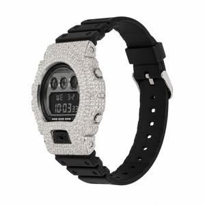 Luxury Digital <b>Watch</b> Women Stainless Steel Case Rhinestone Rectangle Dial Silicone Band - Product Image 6