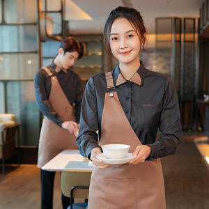 Camisas de Uniforme de Manga Larga para Personal de Restaurante, Hotel, Cafetería, Bar de Té con Leche, Barista, Ropa de Trabajo para Catering, Venta al Por Mayor de Fábrica OEM - Product Image 1