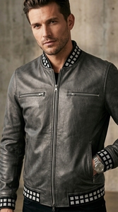 Stylish <b>Men</b> Faux Leather Outerwear Jacket Lightweight Casual Fashion Coat for Daily Wear Wholesale and OEM Production - Product Image 5