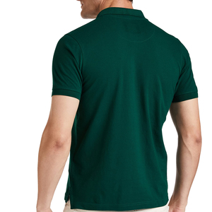 Polo de Manga Corta para Hombre, Color Verde Oscuro, Algodón Piqué, Corte Regular, Diseño Tejido Antiarrugas, Color Sólido, Estilo Casual - Product Image 2