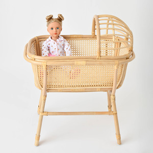 Mini berceau pour poupées, berceau en rotin artisanal, jouet pour enfants, fabriqué au Vietnam - Product Image 3