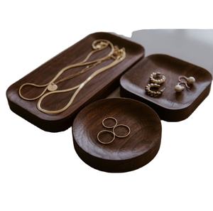 Elegante bandeja de joyería de madera hecha a mano, organizador para anillos, pendientes, pulsera, collar, almacenamiento y exhibición de tocador de mesa - Product Image 1