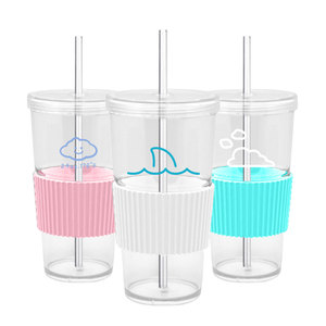 แก้วน้ำซิลิโคนแบบมีปลอกหุ้ม 700 มล. รุ่น Venti ใส ใช้ซ้ำได้ สำหรับกาแฟเย็น พร้อมหลอดและปลอกป้องกัน - Product Image 6