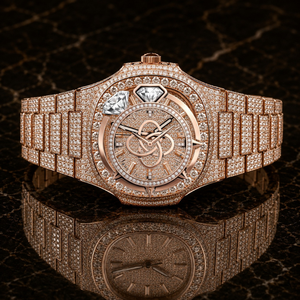 Reloj de Lujo Personalizado con Moissanita para Hombre, Reloj de Pulsera de Cuarzo de Acero Inoxidable con Diamantes - Product Image 1