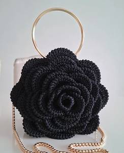 Bolsos de Lona Bohemios Hechos a Mano con Flores de Ganchillo, Bordado en Color Sólido, Color Personalizado, Cierre Abierto - Moda Femenina para Viajes - Product Image 3
