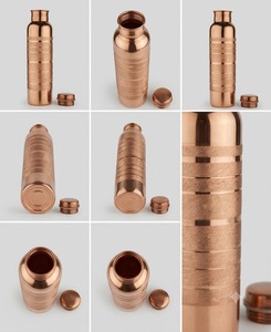 Botella de Agua de Cobre con Ranuras Horizontales, Diseño Minimalista, Portátil para Viajes - Product Image 1