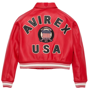 Chaqueta de cuero Avirex para mujer, estilo bomber, corta, transpirable, para invierno, venta al por mayor - Product Image 2