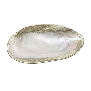 Premium MOP Shell Jewelry Plate Fish Flower Pattern Long Base <b>Mirror</b> Polish Custom Logo Engraved Product Storage - Product Image 1
