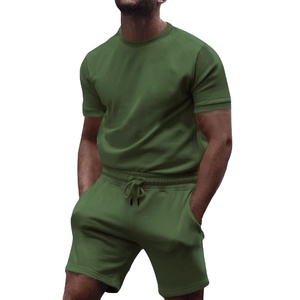 Ensemble léger pour homme GENERSA SPORTS : T-shirt à manches courtes en velours côtelé noir uni, col rond, non extensible, et short à taille élastique - Product Image 6