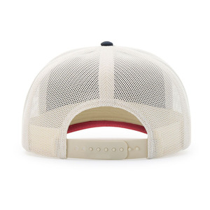 Custom 5 Panel High Profile Trucker <b>Hat</b> <b>Navy</b> Red Mesh Adjustable Snapback Unisex Casual Cap Front Logo Print Spring Summer Style - Product Image 3