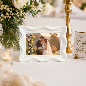 Cadres <span class=keywords><strong>photo</strong></span> en résine blancs simples personnalisés en gros, 4x6 pouces. Décoration de bureau ou décoration murale peinte à la main, cadeau de mariage. - Product Image 4