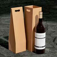 Sac cadeau pour bouteille de vin en papier kraft fait main personnalisé avec poignée découpée, emballage de luxe en papier pour l'artisanat et la vente au détail