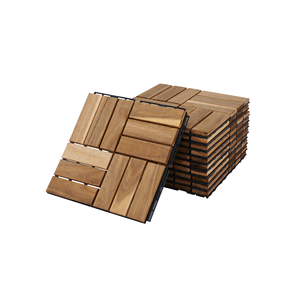 30 PCS <b>Interlocking</b> Deck <b>Tiles</b> Checker Pattern 12\" X 12\" Yellow Acacia Hardwood Outdoor <b>Flooring</b> for Patio Bancony Grooved - Product Image 4