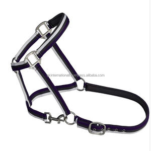 Noir et blanc deux tons sangle en nylon cheval licou sur mesure en nylon course de chevaux licou avec raccords en fer réglables - Product Image 1