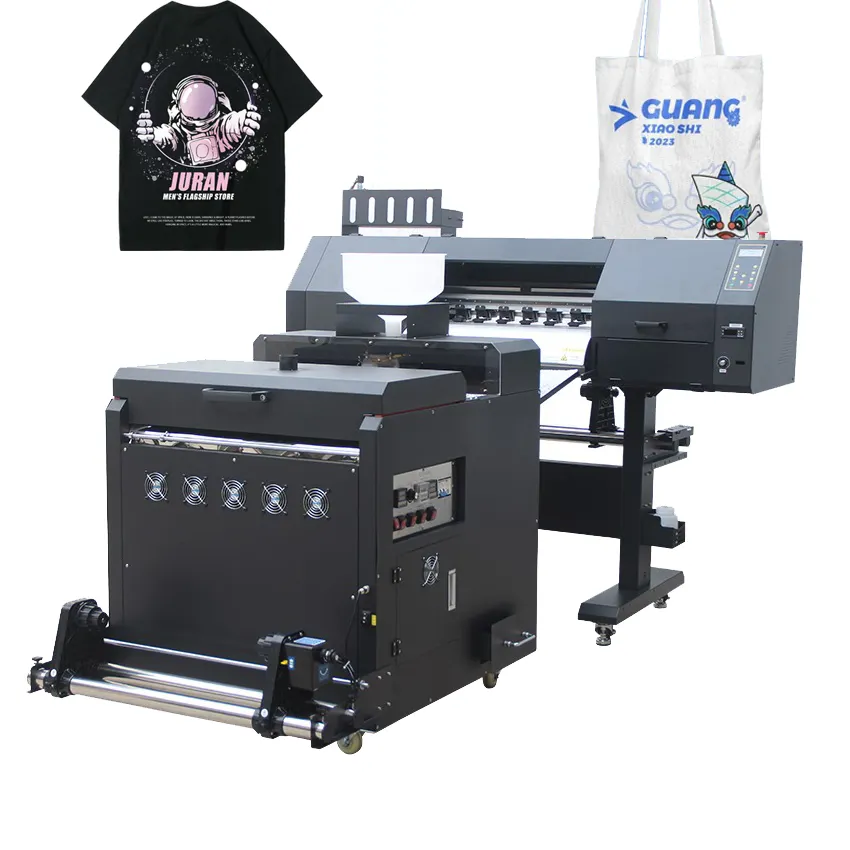 デュアルプリントヘッドTシャツ印刷機60cmdtfプリンターi3200、パウダーシェーカーと乾燥機付き