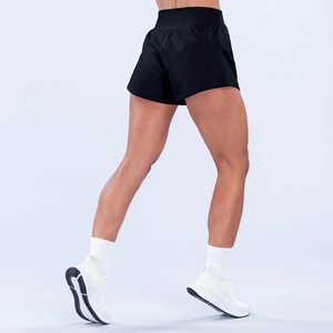 OEM Custom Manufacturer Logo Black Women Training <b>Shorts</b> High-Rise Waistband Sustainable Breathable Women Yoga & Gymwear <b>Short</b> - Product Image 2