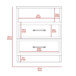 DEPOT E SHOP Comodino Salento Grigio Chiaro con Piano Superiore di Qualità Superiore, Due Cassetti e Un Ripiano - Product Image 4