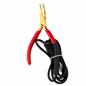 Alicates de punta curva y nariz doblada de alta calidad en rojo y dorado para la fabricación de joyería permanente, herramienta de micro soldadura DIY de mandíbula suave y peso ligero de 5 pulgadas. - Product Image 1