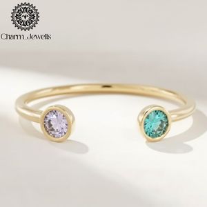 ชาร์ม_จิวเวลส์กำไลข้อมือชุบทองประดับพลอยสีม่วงและสีน้ำเงินแบบมินิมอลสำหรับผู้หญิง - Product Image 1