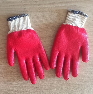 Red Cotton <b>Latex</b> Coated Cut-Resistant Knit <b>Gloves</b> Ambidextrous Pull on Cuff Household Cleaning Protection - Product Image 4