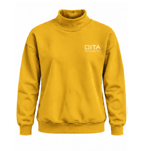 Golden Yellow Women High Neck Sweatshirt Long Sleeve Loose Fit Pullover Fleece Casual Winter Streetwear Fashion Oversized <b>Jumper</b> - Product Image 1