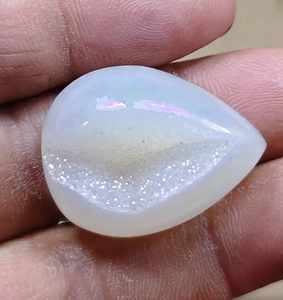 Pierre précieuse en agate blanche naturelle, cabochon druzy, forme goutte d'eau, pour la fabrication de bijoux - Product Image 4