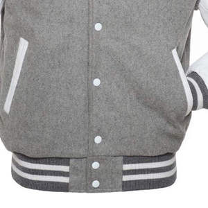 Men's PU Embroidered Patchwork Varsity Jacket <b>Dot</b>/Solid Stand Collar Single Button Closure Waterproof Winter Casual Style - Product Image 2