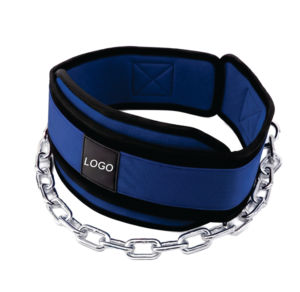 Custom Logo Strong Heavy Duty Adjustable Padded Cowhide Dip Belt with Steel <b>Chain</b> for Weighted Pull-Ups Chin-Ups & Dips - Product Image 3