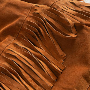 แจ็คเก็ตหนังแท้ทำมือคุณภาพดีที่สุดสำหรับผู้หญิง พร้อมพู่ตกแต่ง มีทุกสี รับสั่งทำพิเศษ แจ็คเก็ตหนังกลับสำหรับผู้หญิงพร้อมพู่ตกแต่ง - Product Image 5