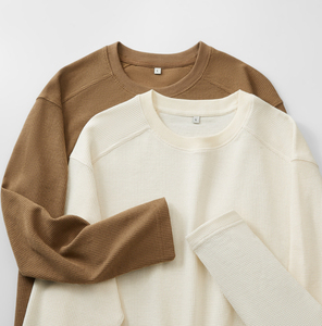 Wholesale Custom Logo Silk Screen Printed Short Sleeve Blank Design Mens <b>Waffle</b> Knit Acrylic Oversized T-<b>Shirt</b> - Product Image 2